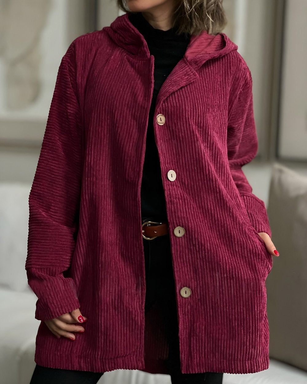 Cordia – Kuschelige Cordjacke mit Kapuze
