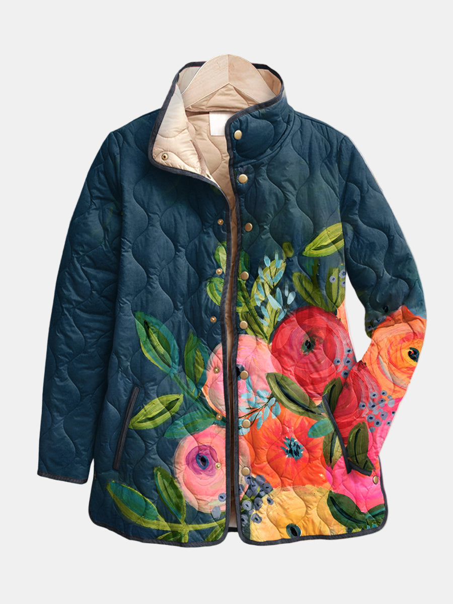 Aline | Steppjacke mit Vintage-Blumendruck
