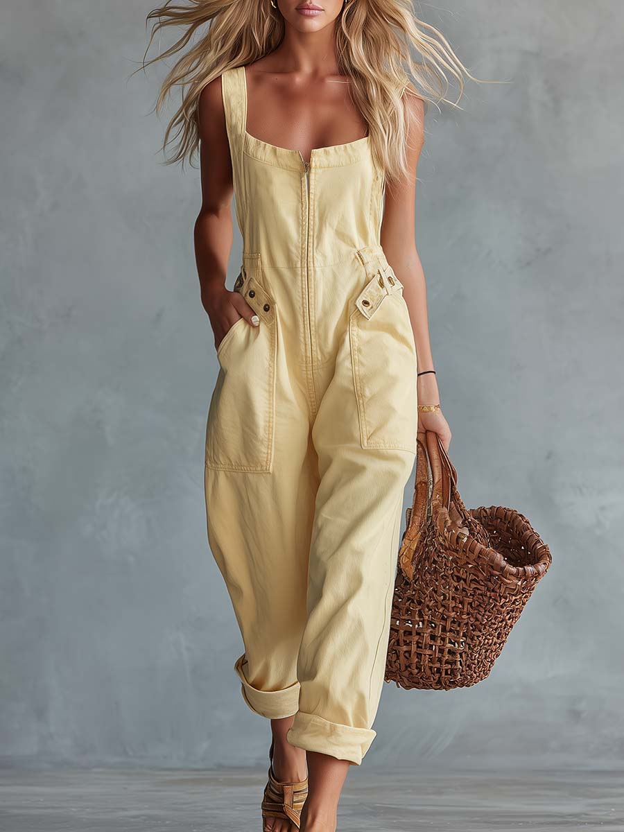 Maria | Gelber Denim-Overall im lässigen Retro-Stil
