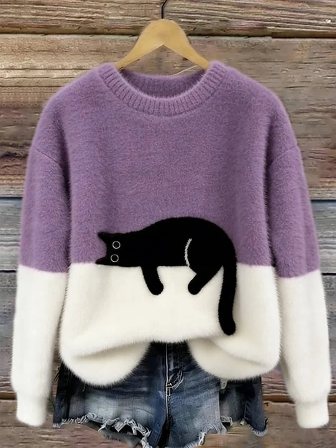 Aileen™ | Eleganter Oversize-Pullover mit Katzenprint