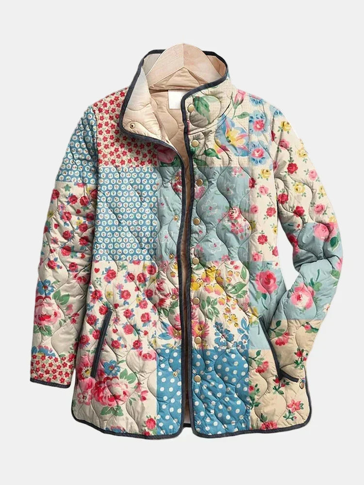 Alina | Charmante Steppjacke mit Blumenmuster für Damen