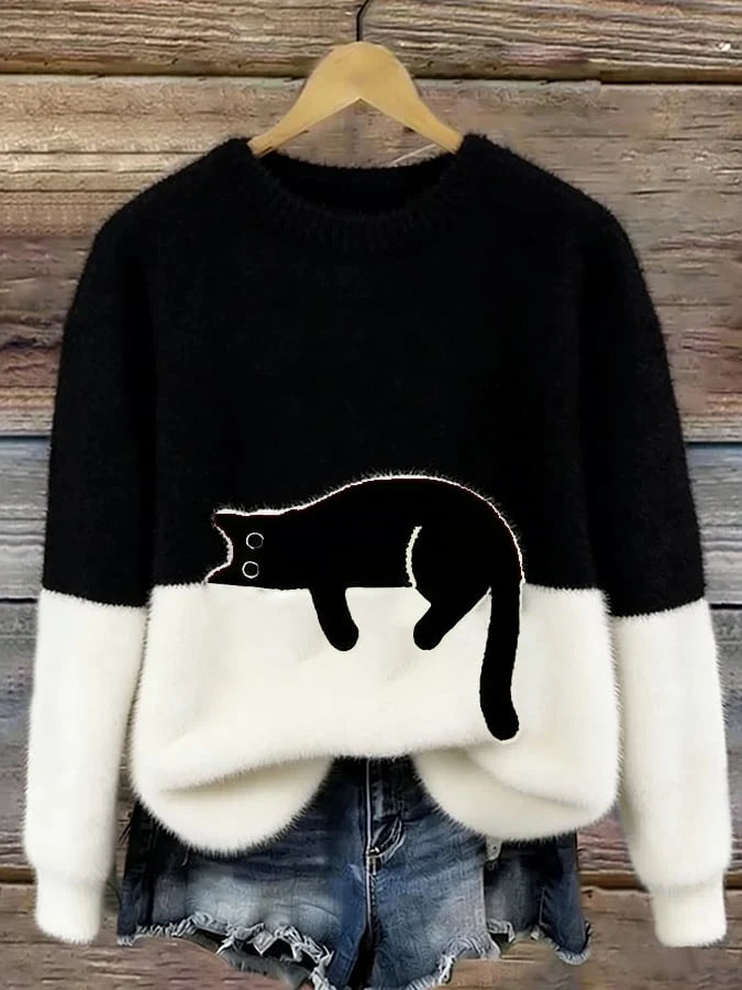 Aileen™ | Eleganter Oversize-Pullover mit Katzenprint