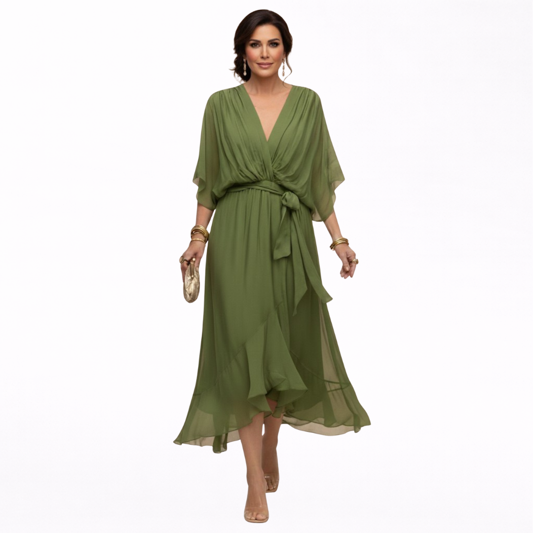 Monica | Chiffonkleid mit V-Ausschnitt