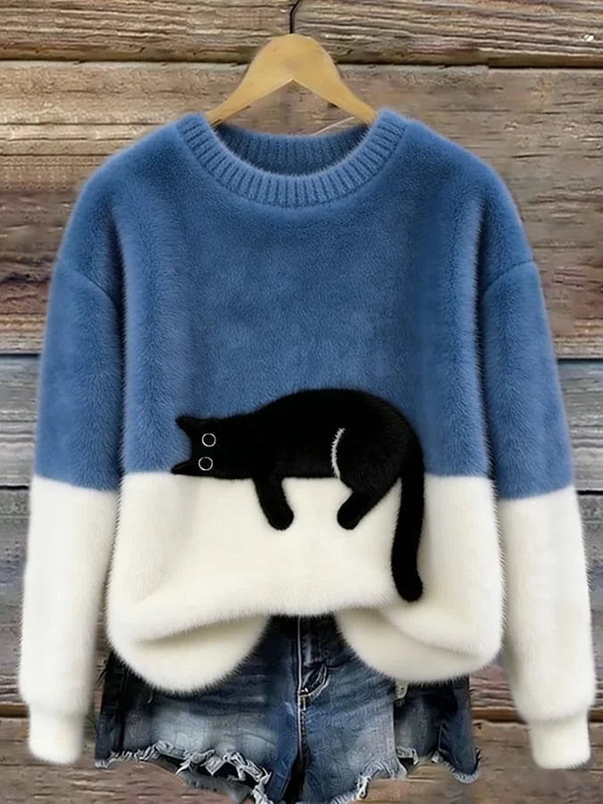 Aileen™ | Eleganter Oversize-Pullover mit Katzenprint