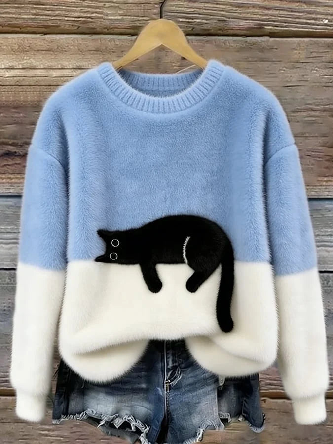Aileen™ | Eleganter Oversize-Pullover mit Katzenprint
