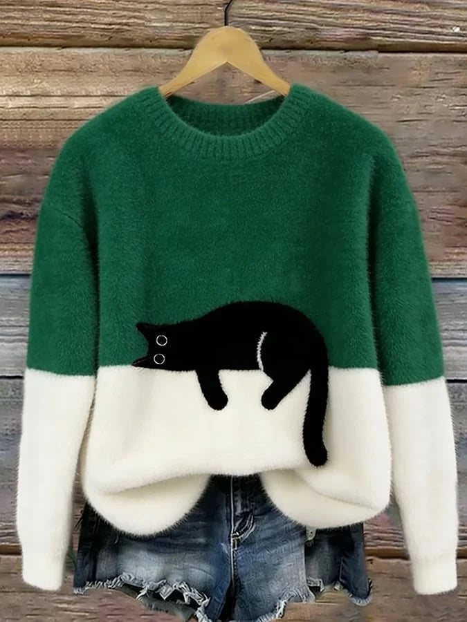 Aileen™ | Eleganter Oversize-Pullover mit Katzenprint