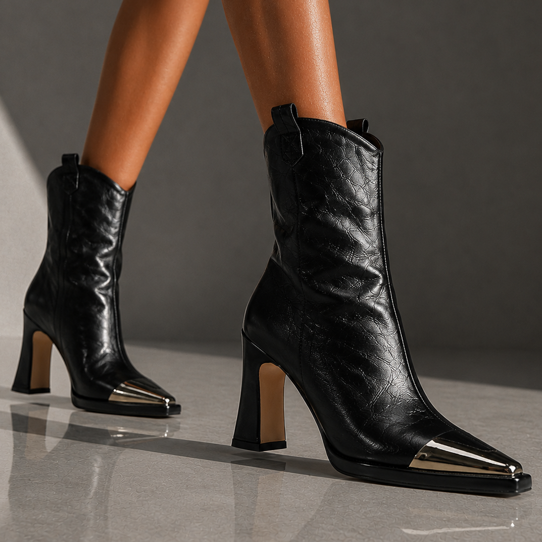 Viviana | Lederstiefeletten mit Blockabsatz