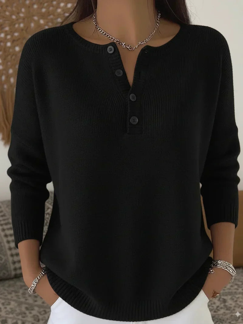 Helena™ | Henley-Strickpullover mit Knopfleiste