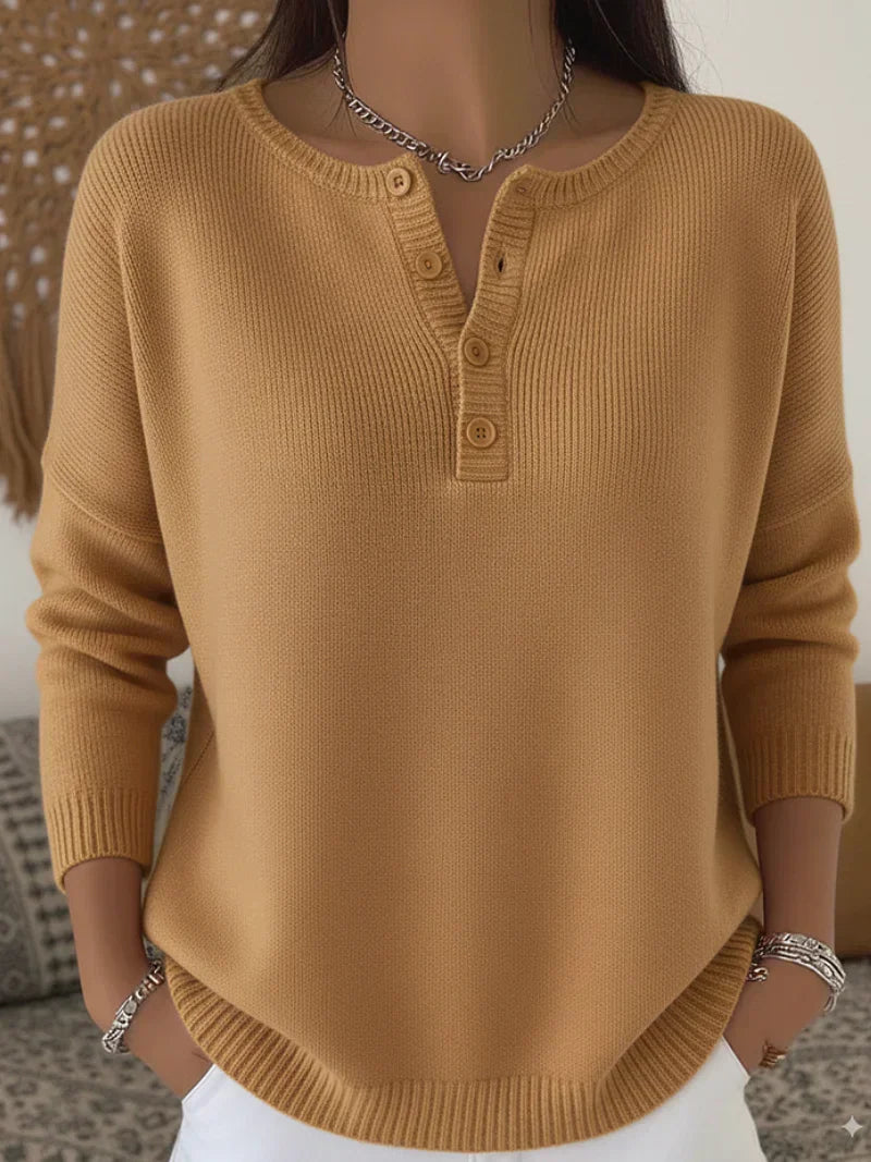 Helena™ | Henley-Strickpullover mit Knopfleiste