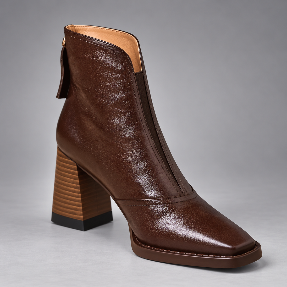 Marzena | Leder-Stiefeletten mit mittelhohem Absatz