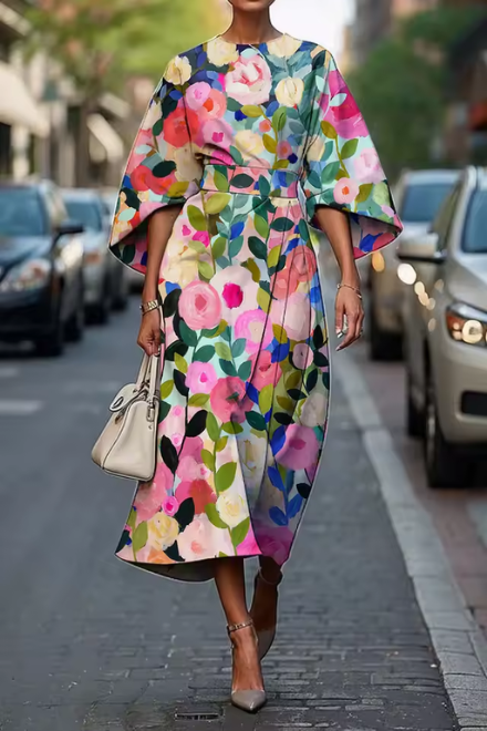 Moxlan | Elegantes Kleid mit Blumenmuster