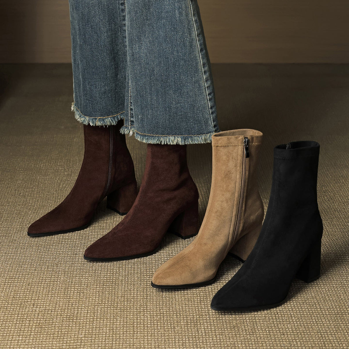 Alora | Stiefeletten aus echtem Veloursleder