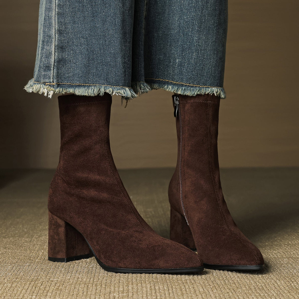 Alora | Stiefeletten aus echtem Veloursleder