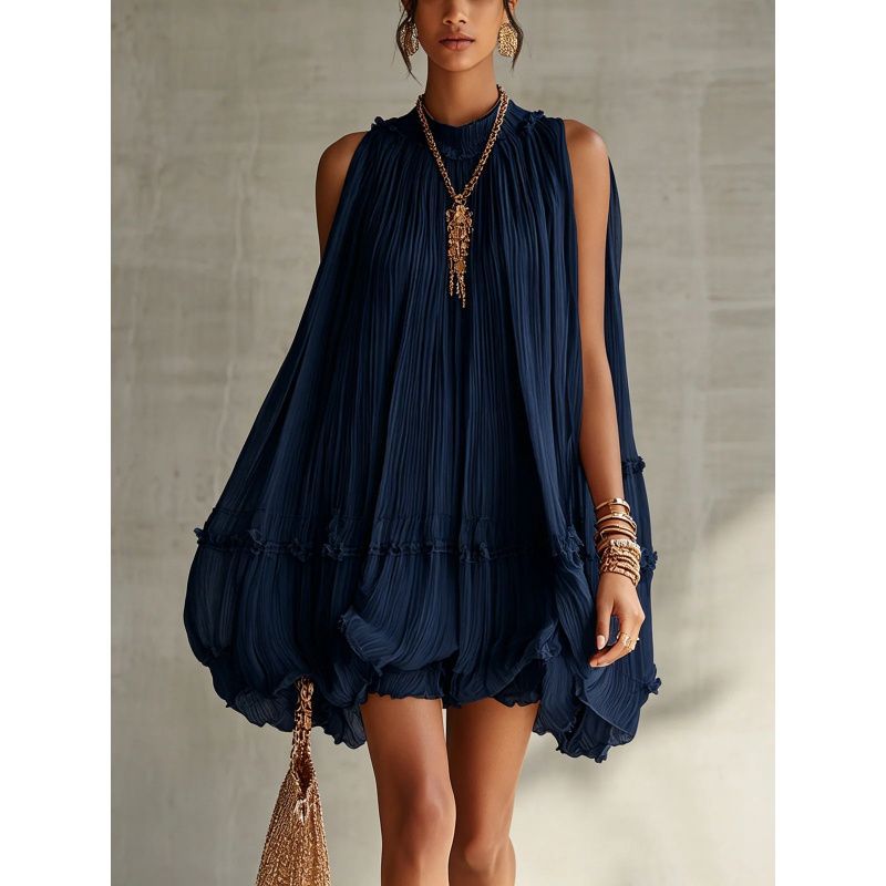 Camilla | Chiffon-Minikleid mit Neckholder-Ausschnitt und Ballonrock