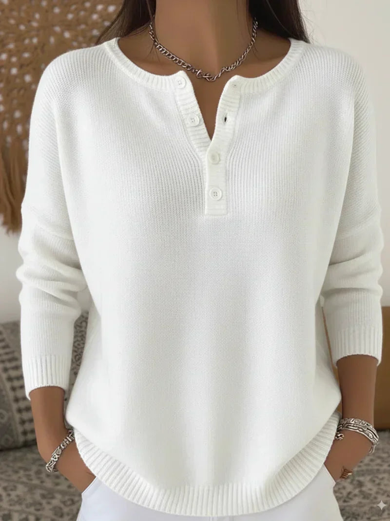Helena™ | Henley-Strickpullover mit Knopfleiste