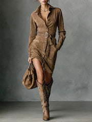 Corinne™ | Midikleid in Wildlederoptik