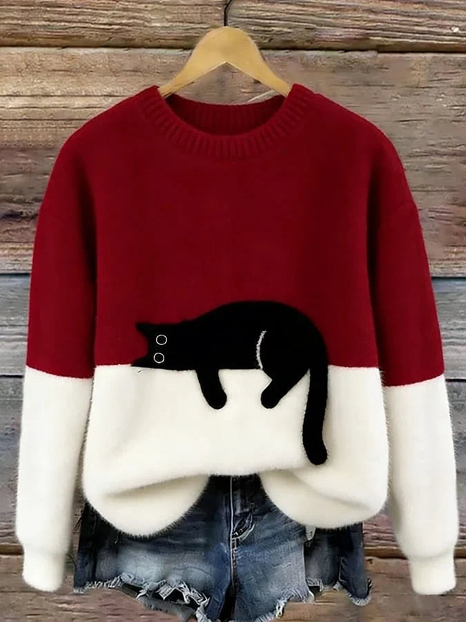 Aileen™ | Eleganter Oversize-Pullover mit Katzenprint