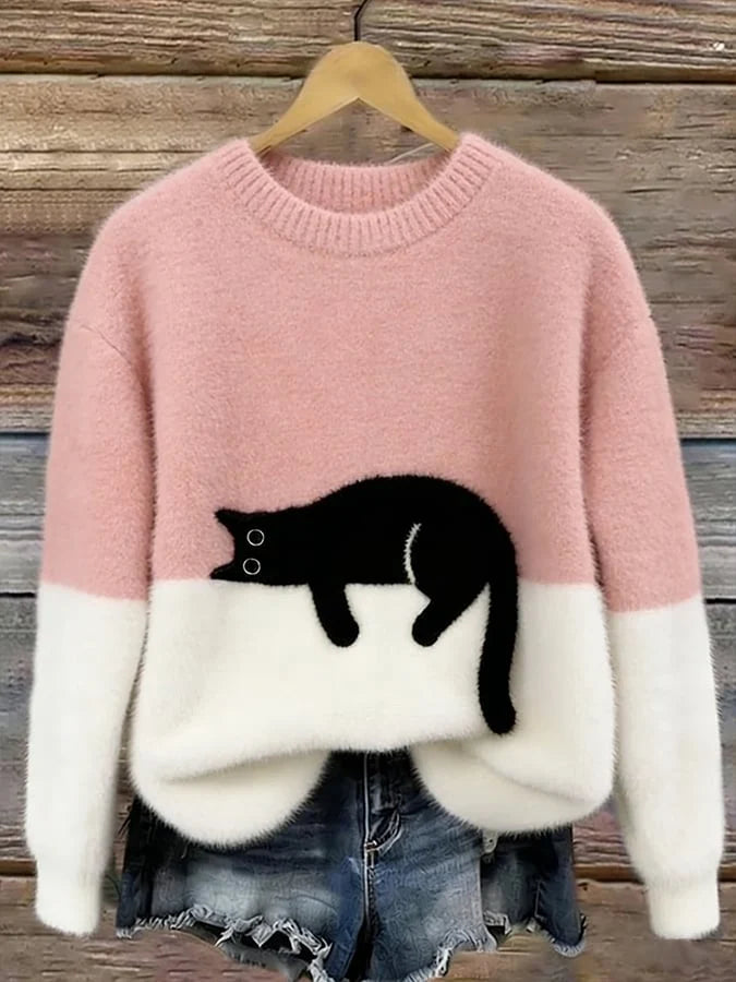 Aileen™ | Eleganter Oversize-Pullover mit Katzenprint