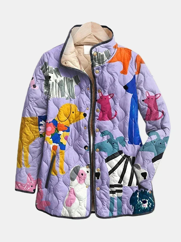 Sarina | Lässige Steppjacke mit Hundemuster