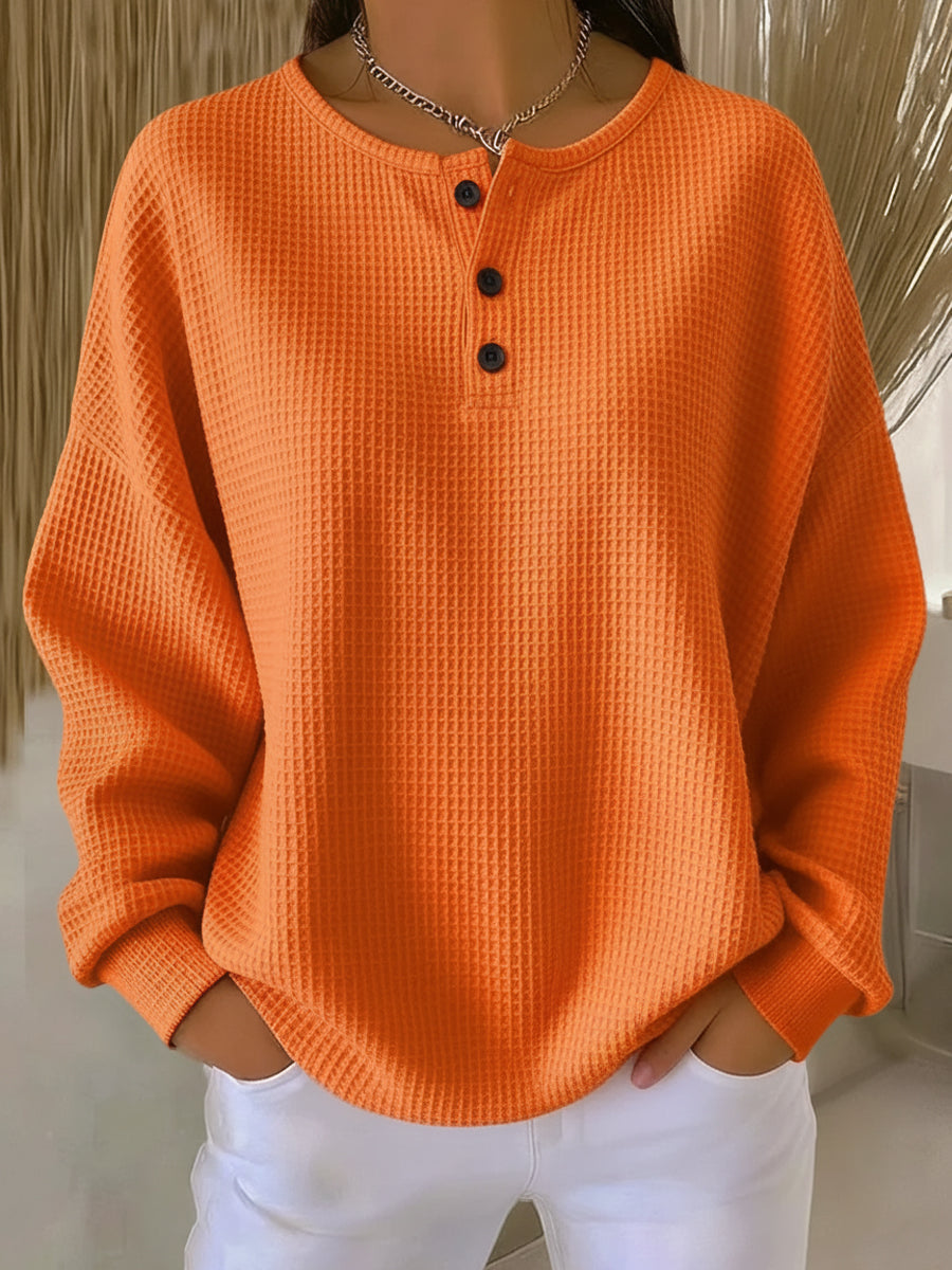 Mirabel™ | Kuscheliges Henley-Sweatshirt im Waffelmuster