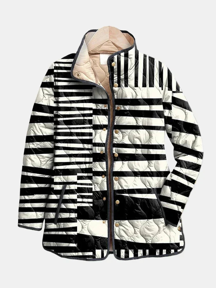 Livia | Steppjacke mit abstraktem Schwarz-Weiss-Muster