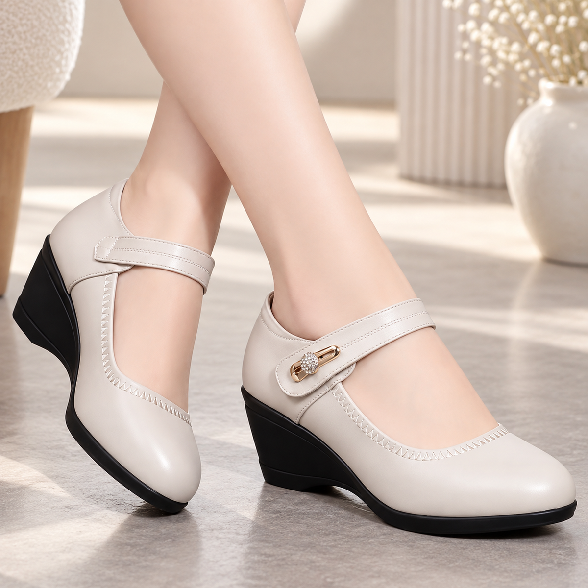 Katrin und Lina | Orthopädische Lederschuhe mit Keilabsatz