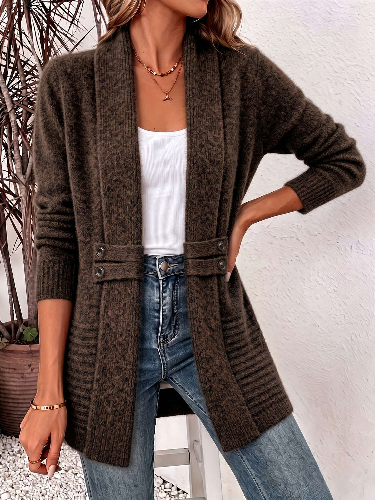 Ladina | Eleganter Damen-Cardigan – Offene Vorderseite & Taillierter Schnitt