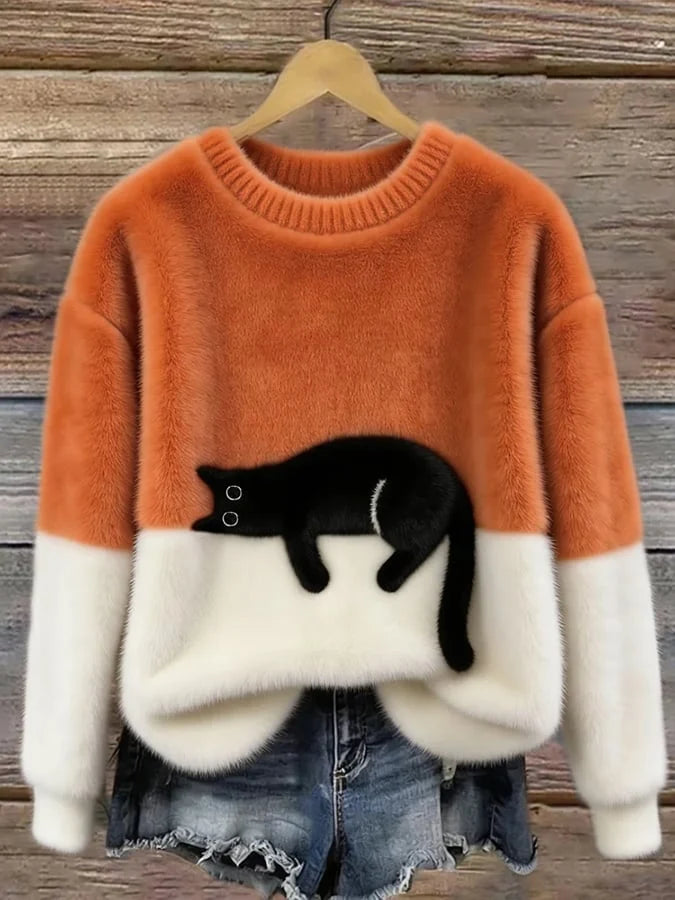Aileen™ | Eleganter Oversize-Pullover mit Katzenprint