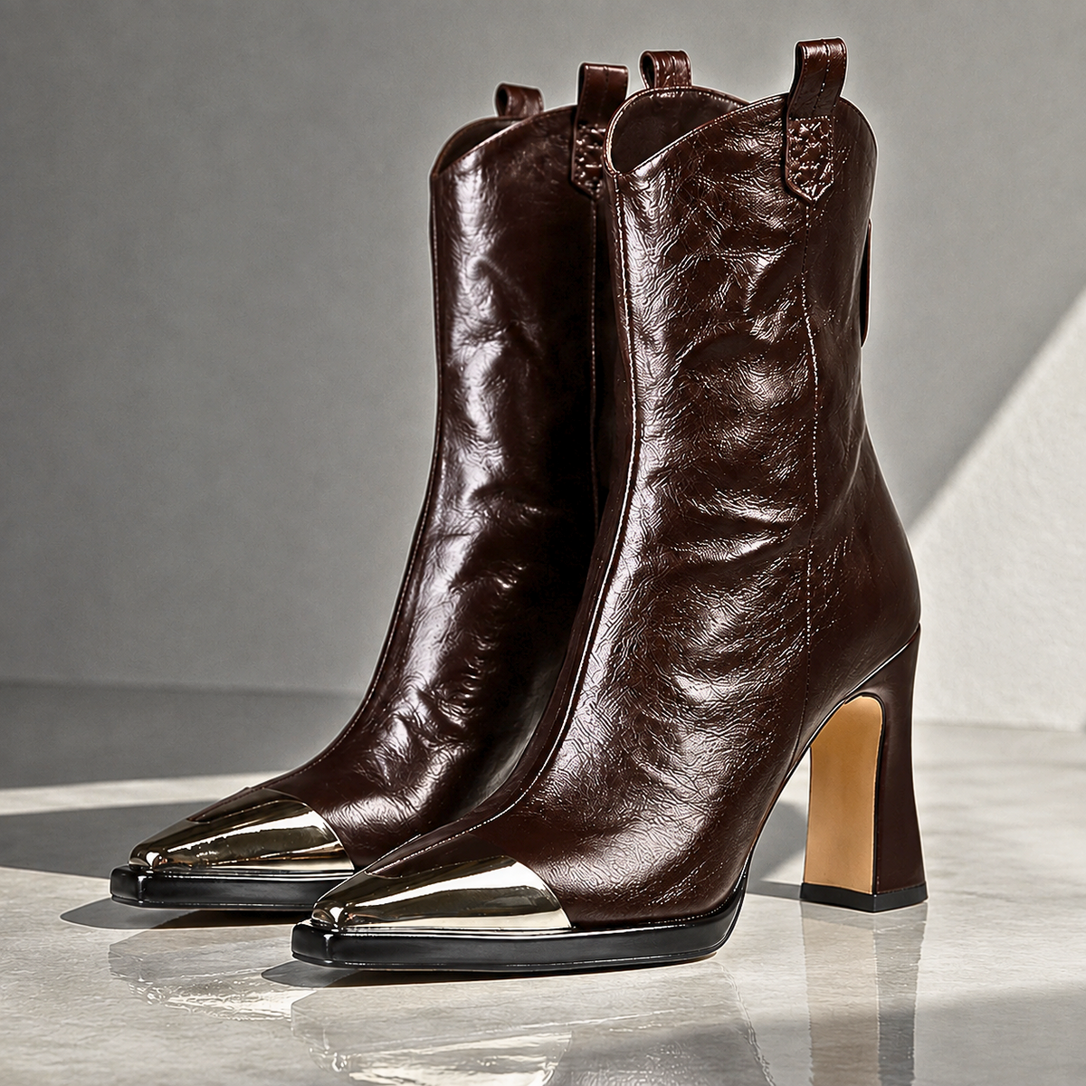 Viviana | Lederstiefeletten mit Blockabsatz