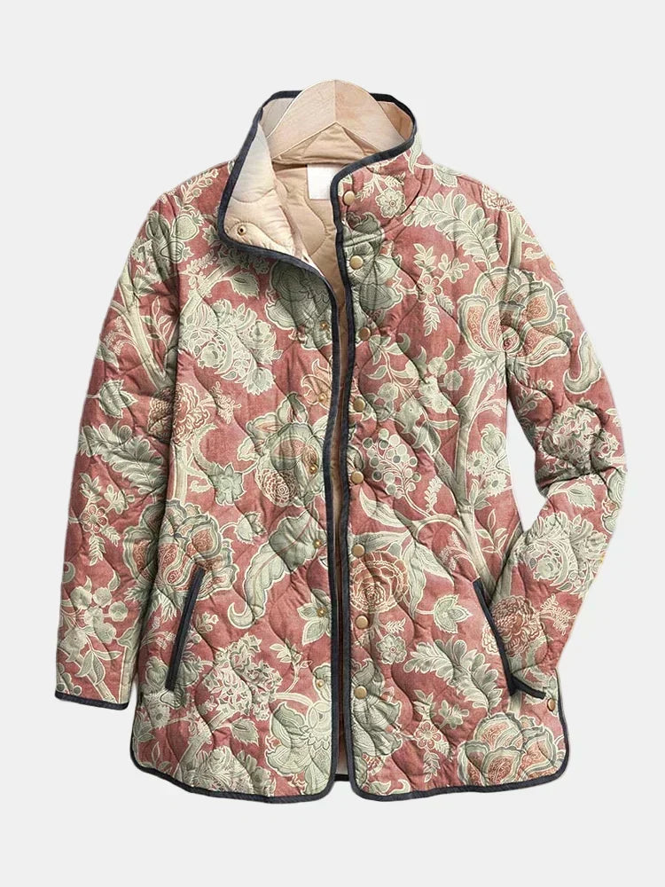 Noemi | Lässige Steppjacke mit Vintage-Blumenmuster