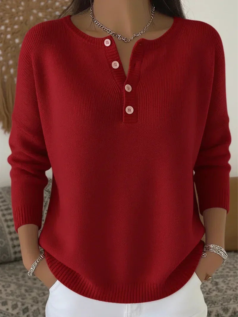 Helena™ | Henley-Strickpullover mit Knopfleiste