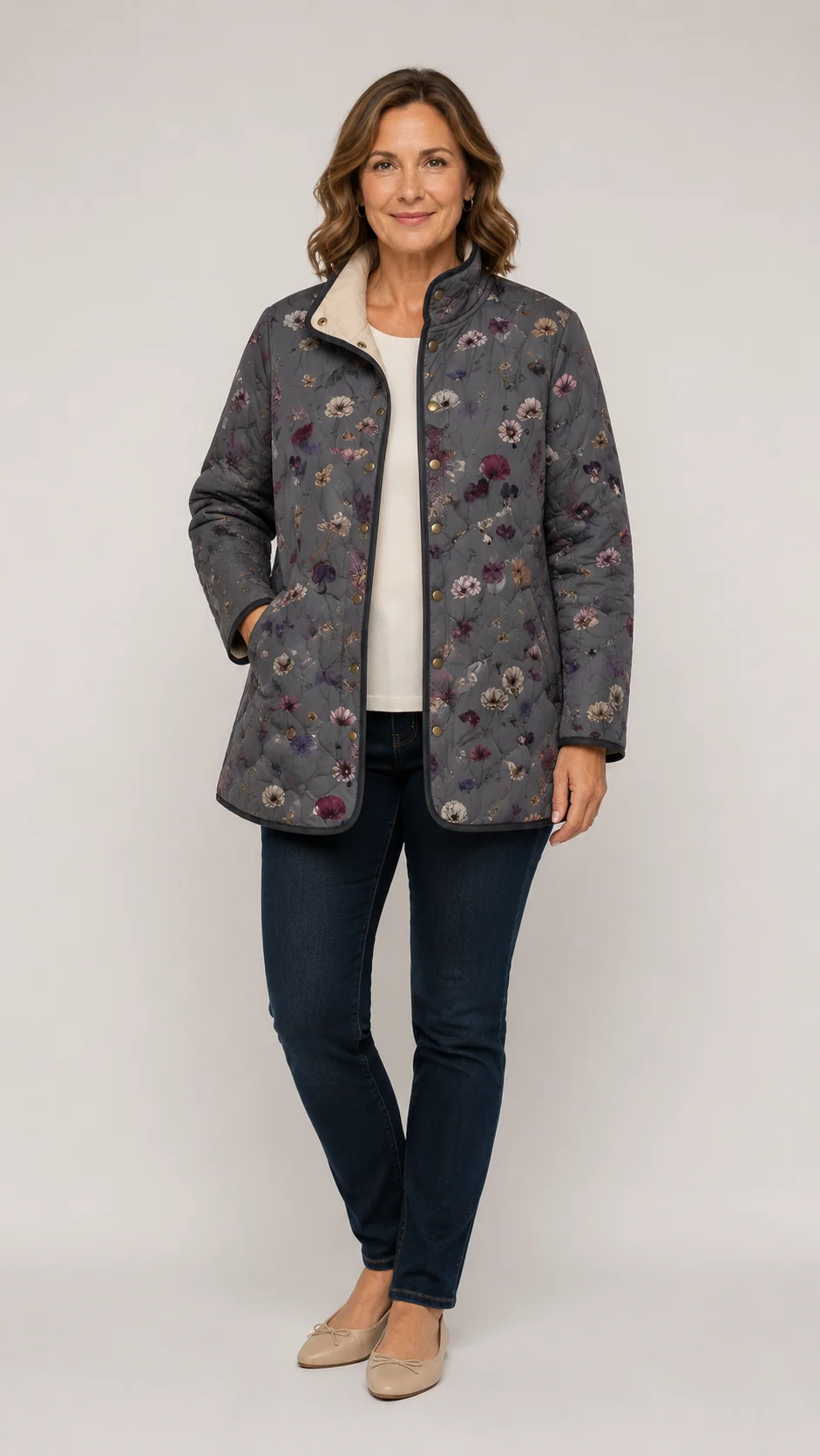 Jael | Steppjacke im Vintage-Blumenlook