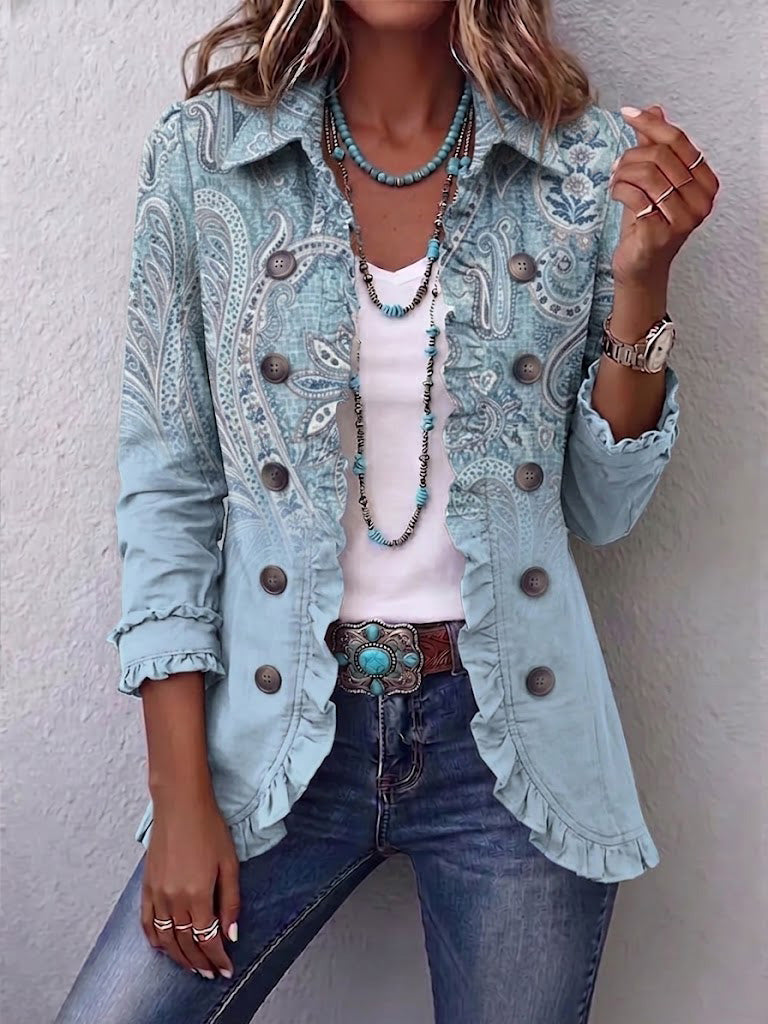 Estrella™ | Jacke mit Rüschen und Vintage-Paisley-Muster