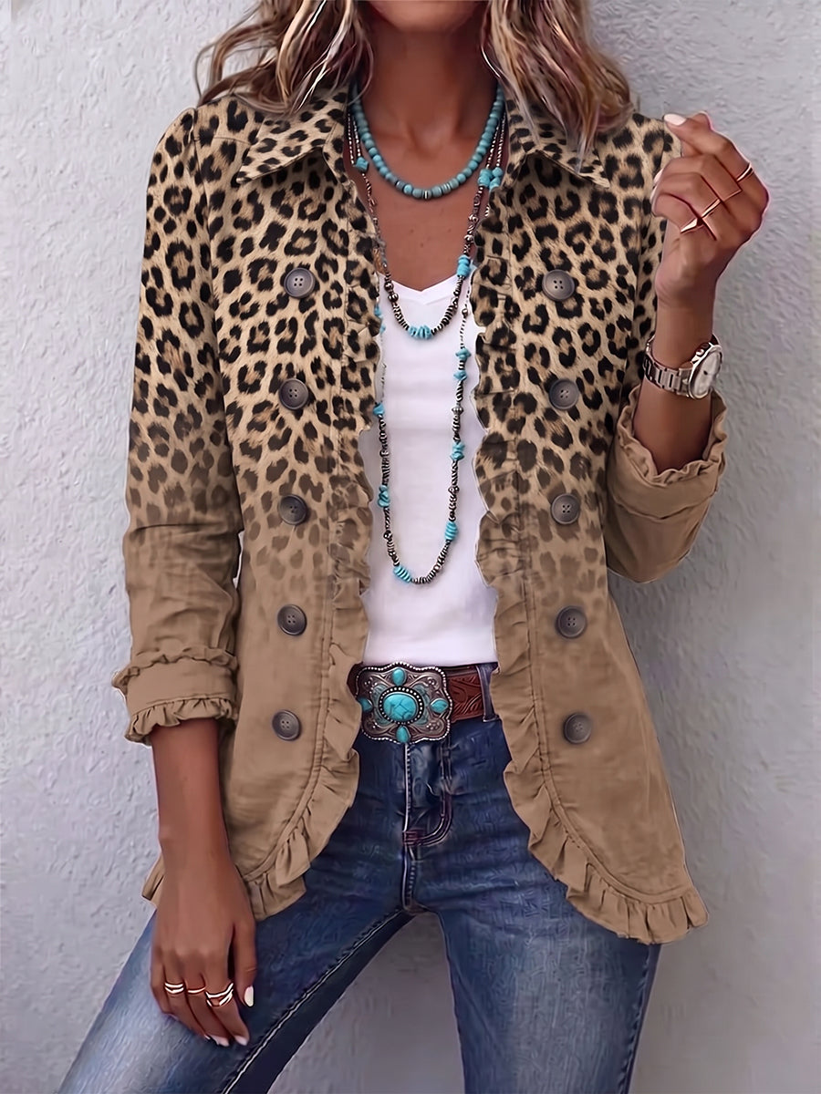 Tawny™ | Jacke mit Rüschen und Leopardenmuster im Vintage-Look