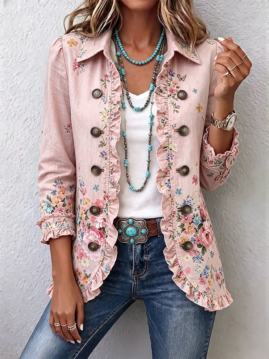 Bettany™ | Blümchen-Jacke mit Rüschen und Knopfleiste