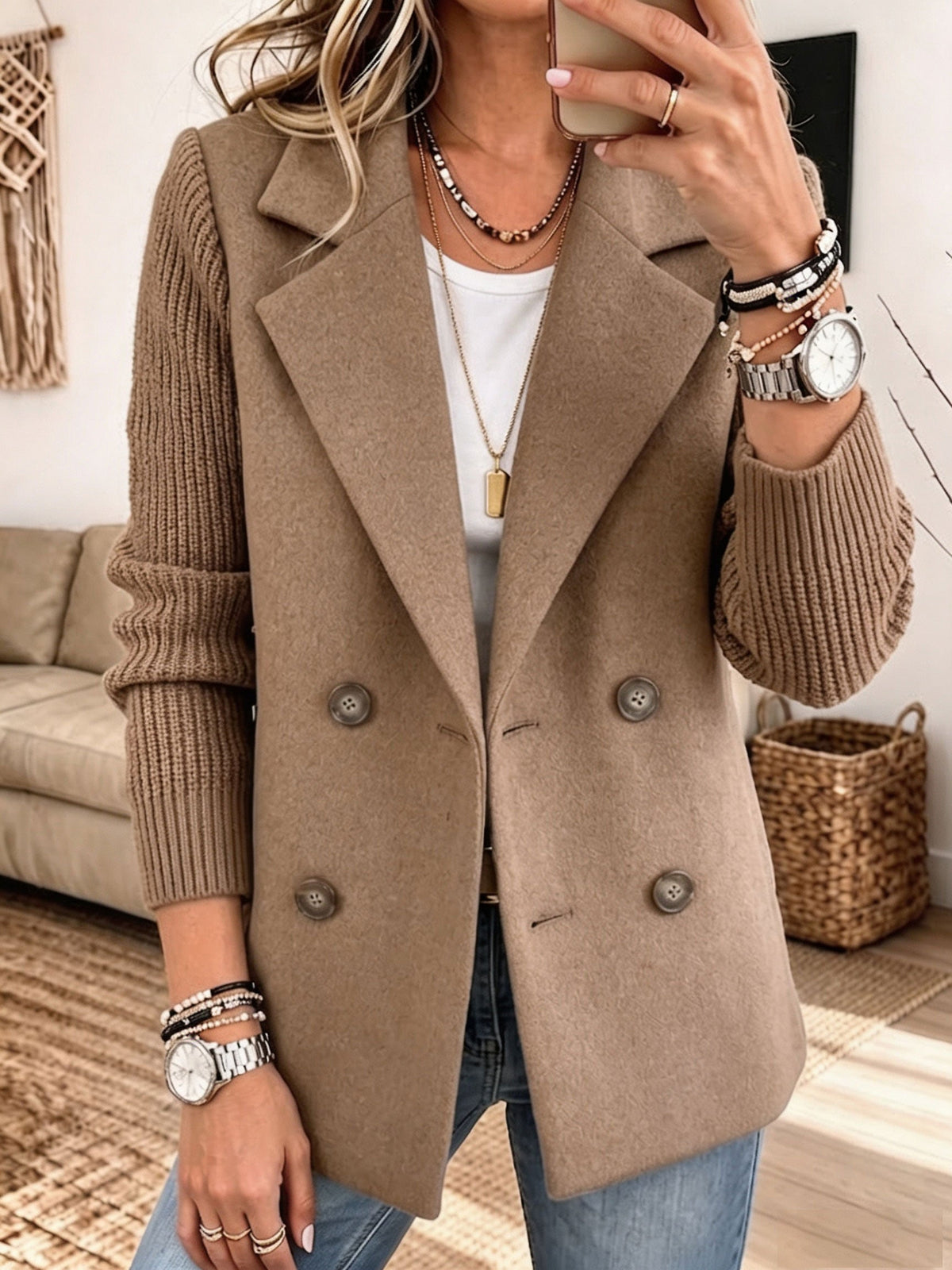 Eleganter Blazer mit Strickärmeln – stilvoll, warm und lässig