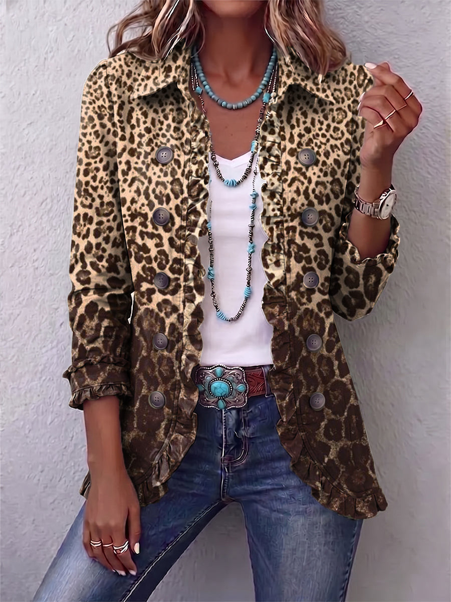 Navara™ | Jacke mit Rüschen und Leopardenmuster
