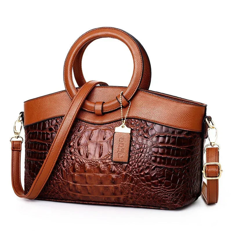 Amalia - Zweifarbige Tasche in Krokoprägung