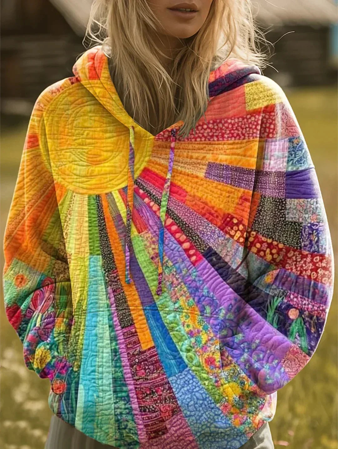 Dawnella™ | Bohemian Patchwork-Hoodie in Multicolor
