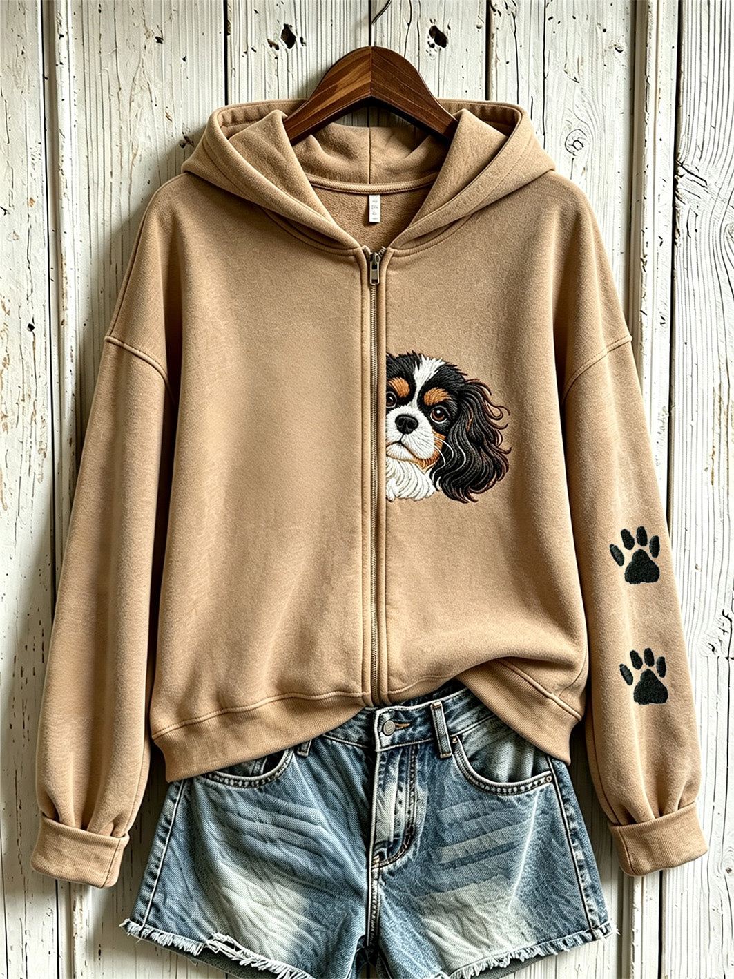 Damen Freizeit-Kapuzenjacke mit süßem Hundemuster