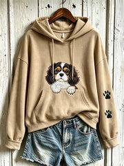 Women's cute dog pattern printed casual hoodie