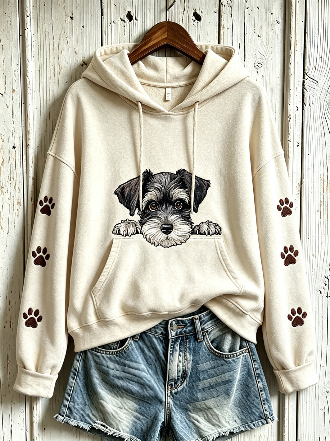 Damen Freizeit-Hoodie mit süßem Hundemuster