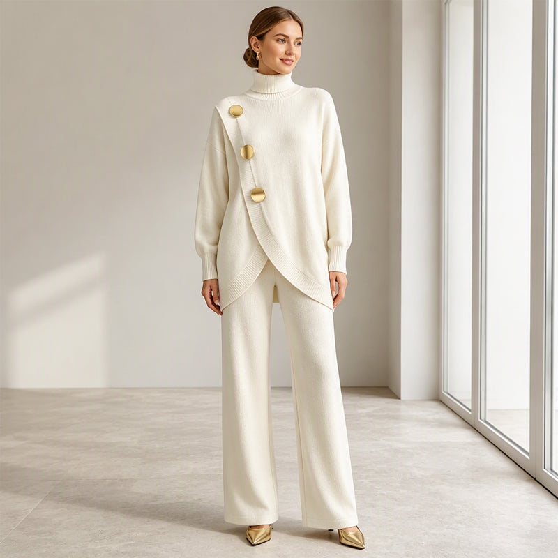 Noa | Strickset mit Stehkragenpullover und weiter Hose