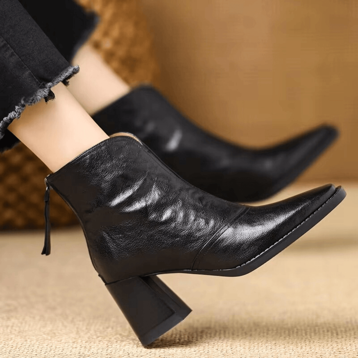 Marzena | Leder-Stiefeletten mit mittelhohem Absatz
