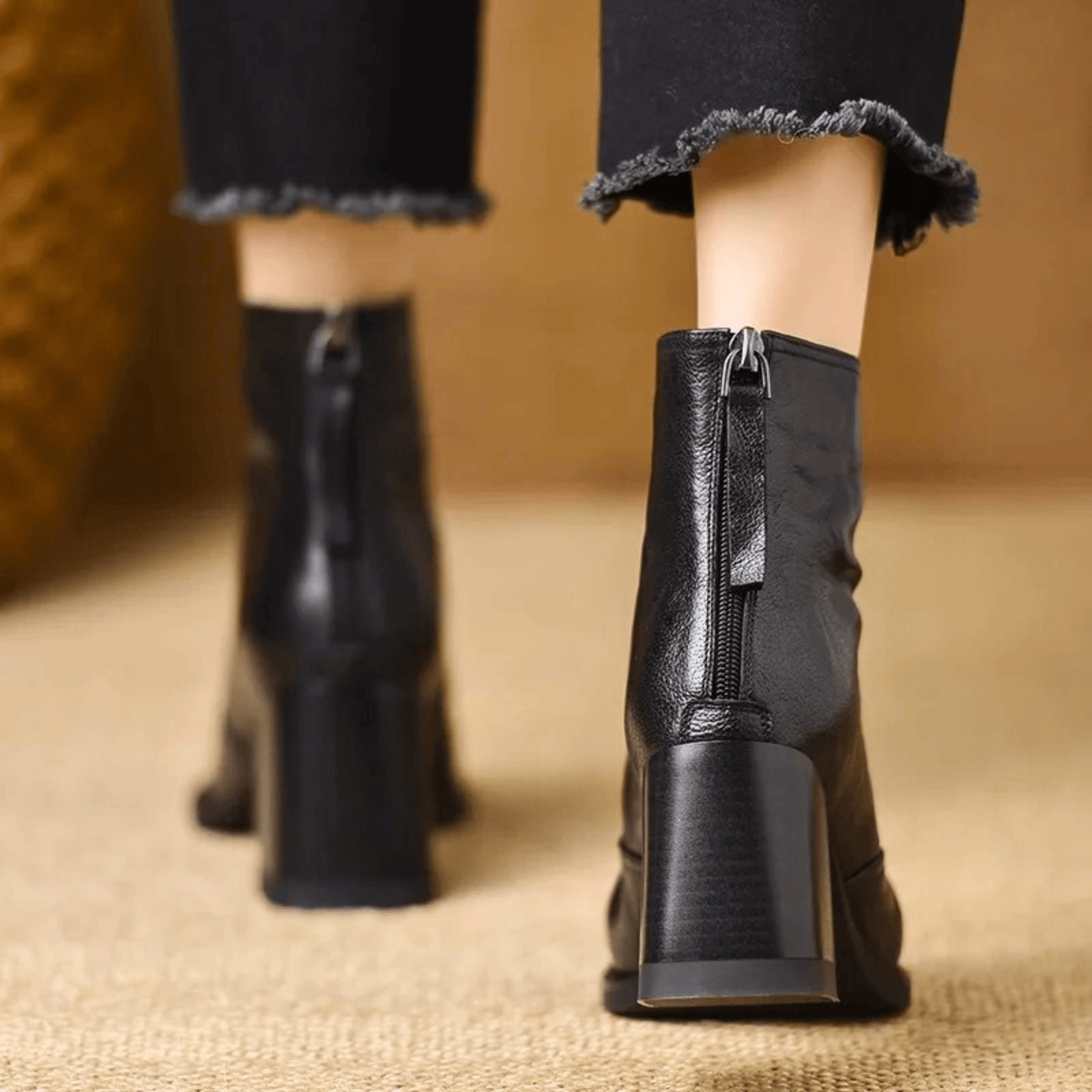 Marzena | Leder-Stiefeletten mit mittelhohem Absatz