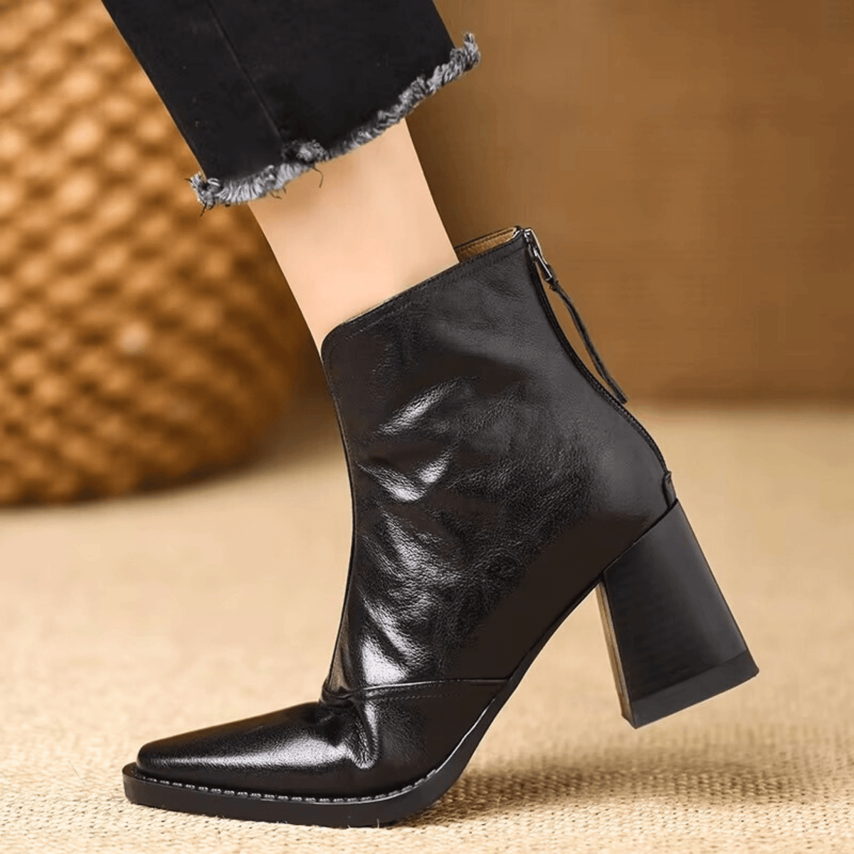 Marzena | Leder-Stiefeletten mit mittelhohem Absatz